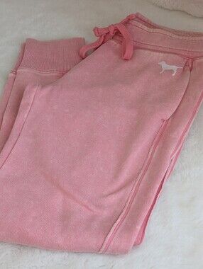 PINK Victoria’s Secret Washed Rose Joggers Small Y2K Dog Logo Sweatpants